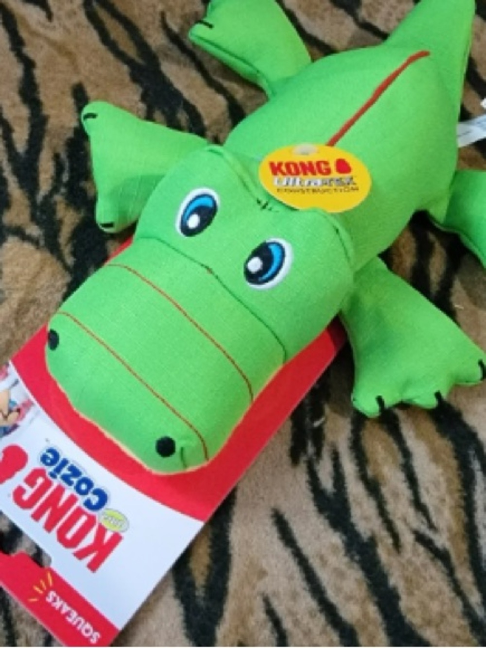 Kong Bright Green Crocodile Plush Dog Toy